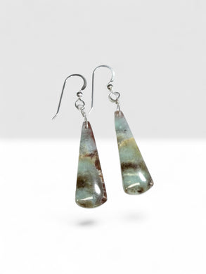 Earrings with petrified Opalized wood