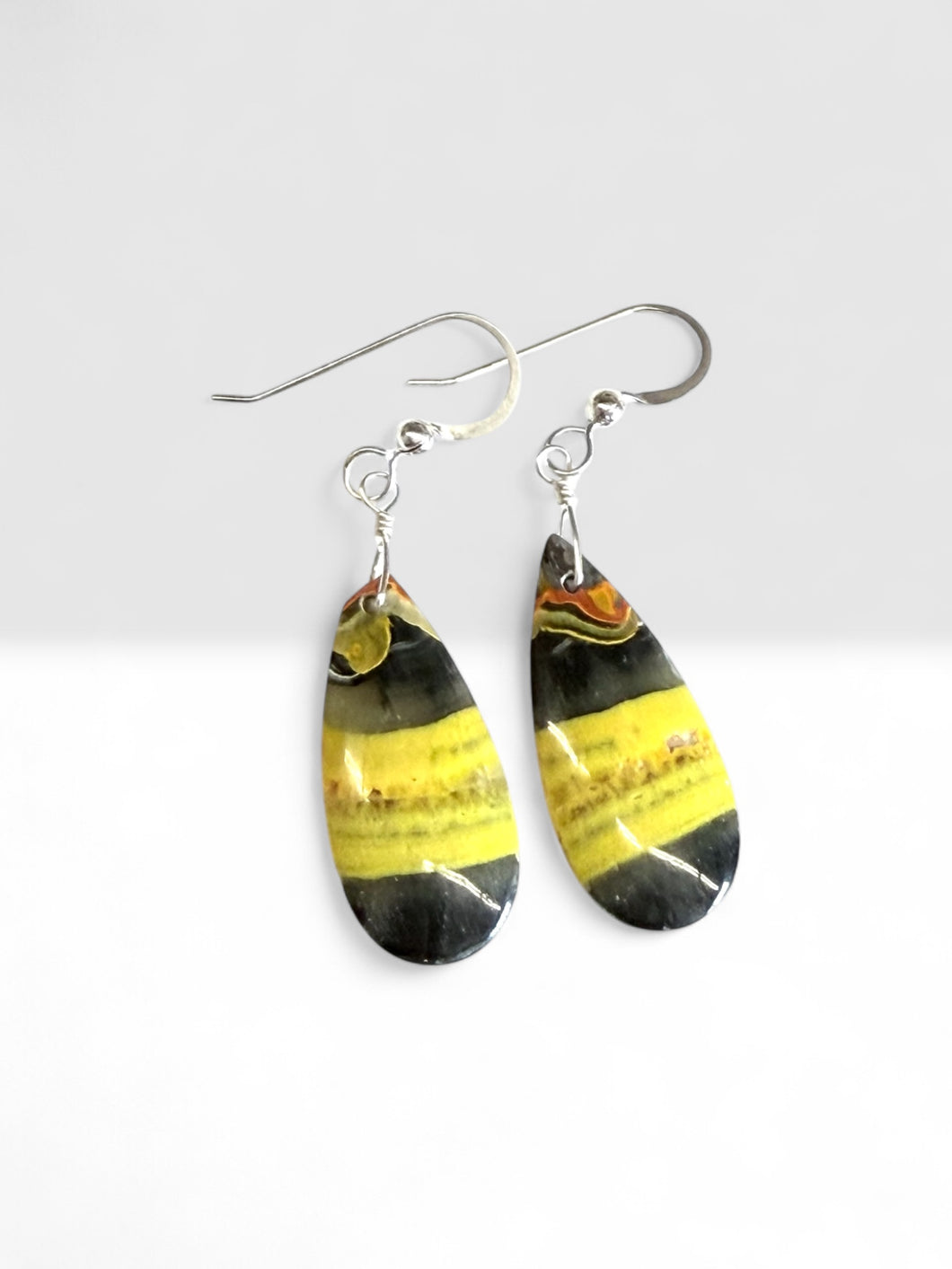 Earrings with bumblebee jasper with small defect