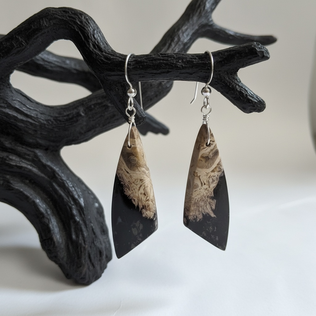 Earrings with palm root