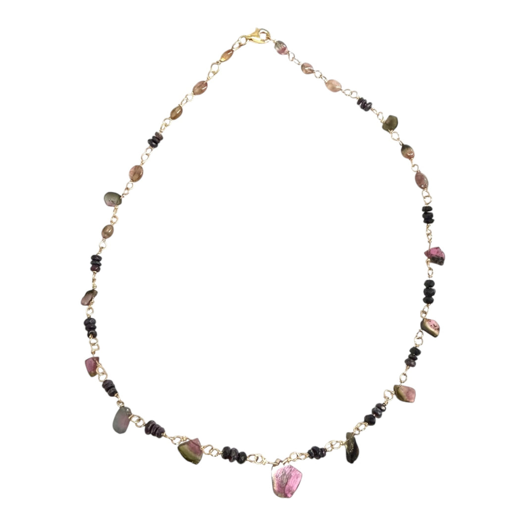Necklace with Afghan watermelon Tourmaline
