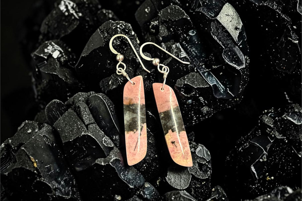 Earrings with small pink ocean Jasper