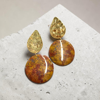 Earrings with red moss agate