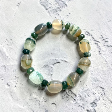 Bracelet with Indian jade and moss agate
