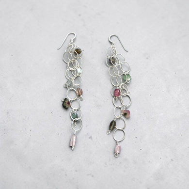 Earrings with various Tourmaline beads