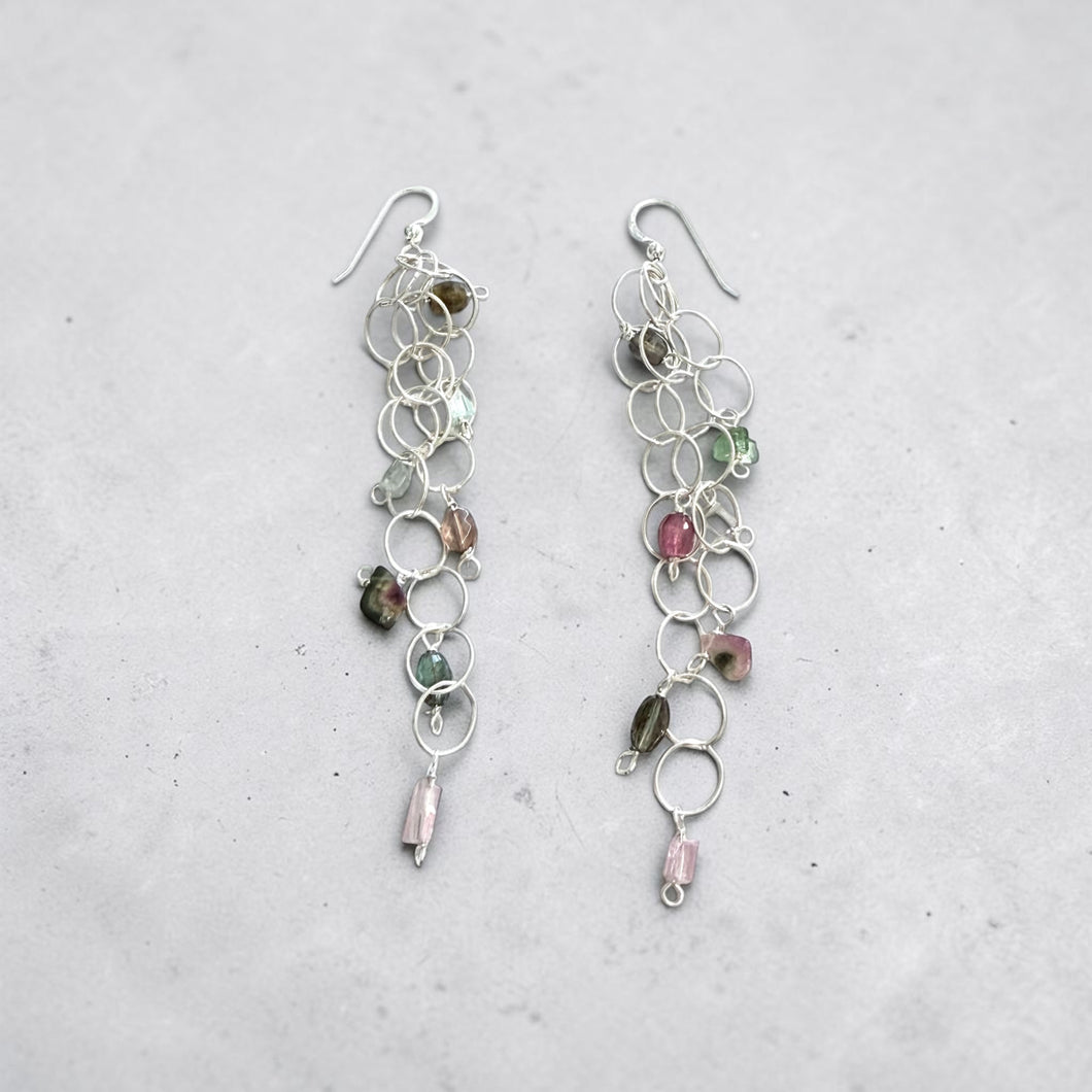 Earrings with various Tourmaline beads