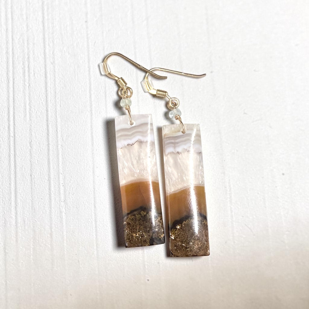 Earrings with moss agate
