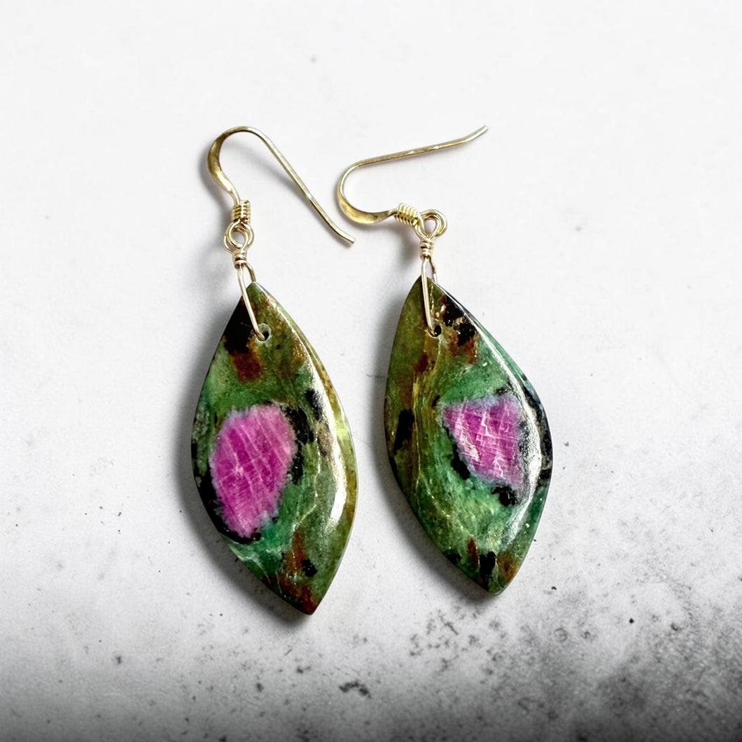 Earrings with Ruby in Zoisite