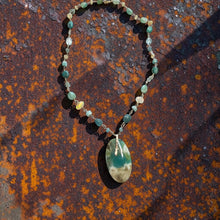 Necklace with opalized wood and various stones