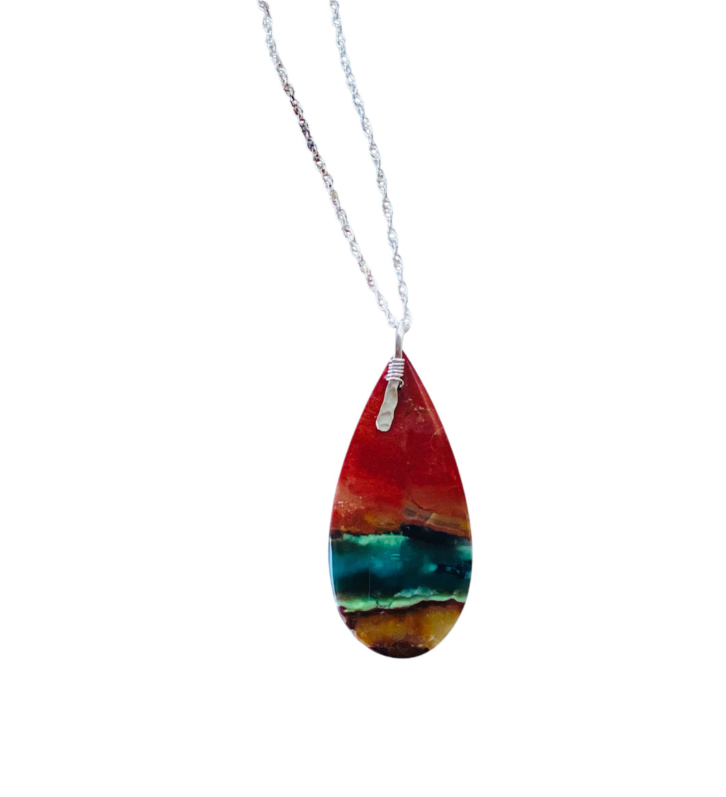 Pendant  with multi color of opalized wood