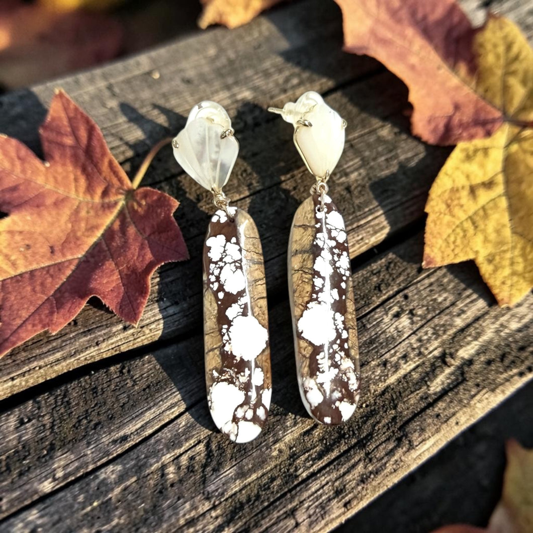 Earrings with studs and  crazy horse jasper