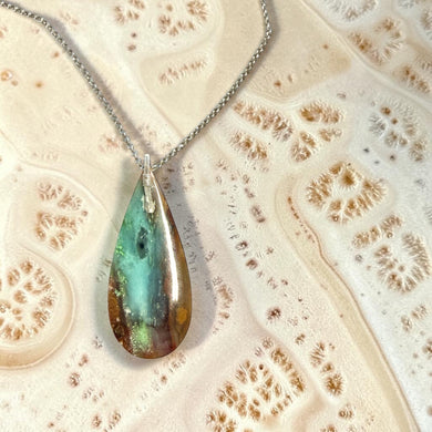 Pendant with petrified opalized wood