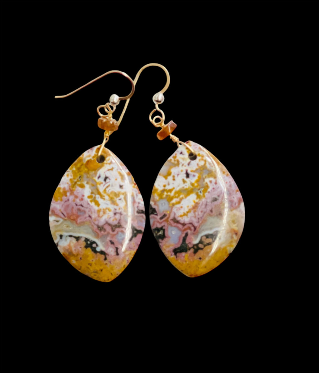 Earrings with Agatized wood