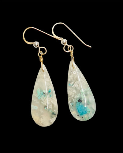 Earrings with blue chrysocolla