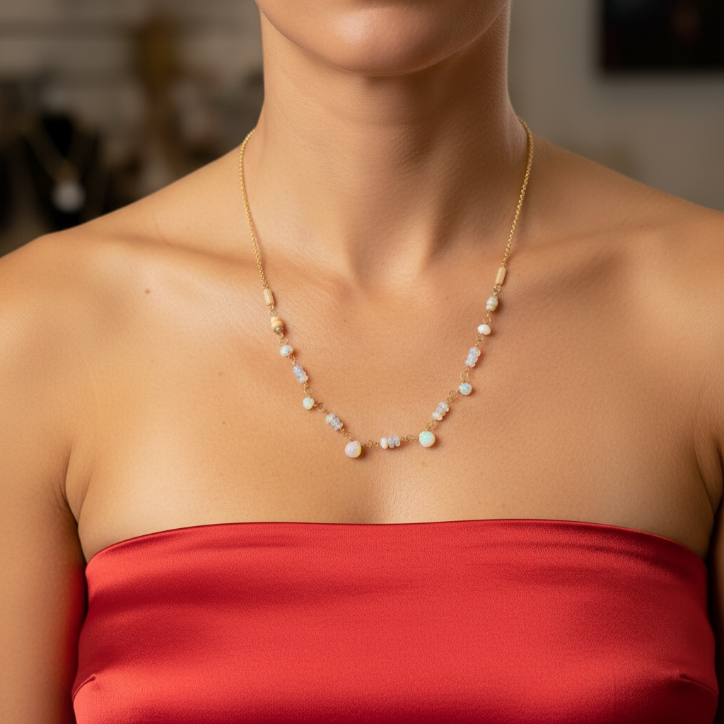 Necklace with Ethiopian opals l