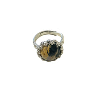 Ring with petrified palm root cabochon