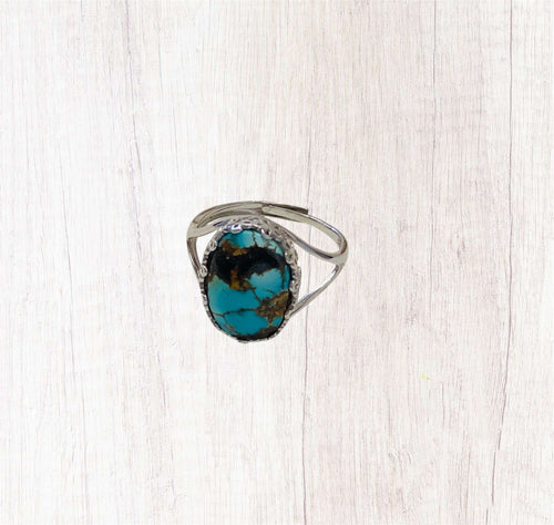 Ring with a natural Persian turquoise cabochon