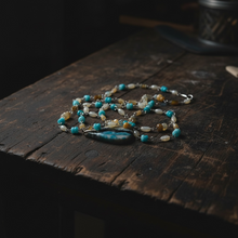 Necklace with natural Chrysocolla on quartz
