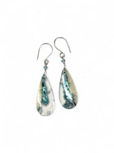 Earrings with chrysocolla on quartz