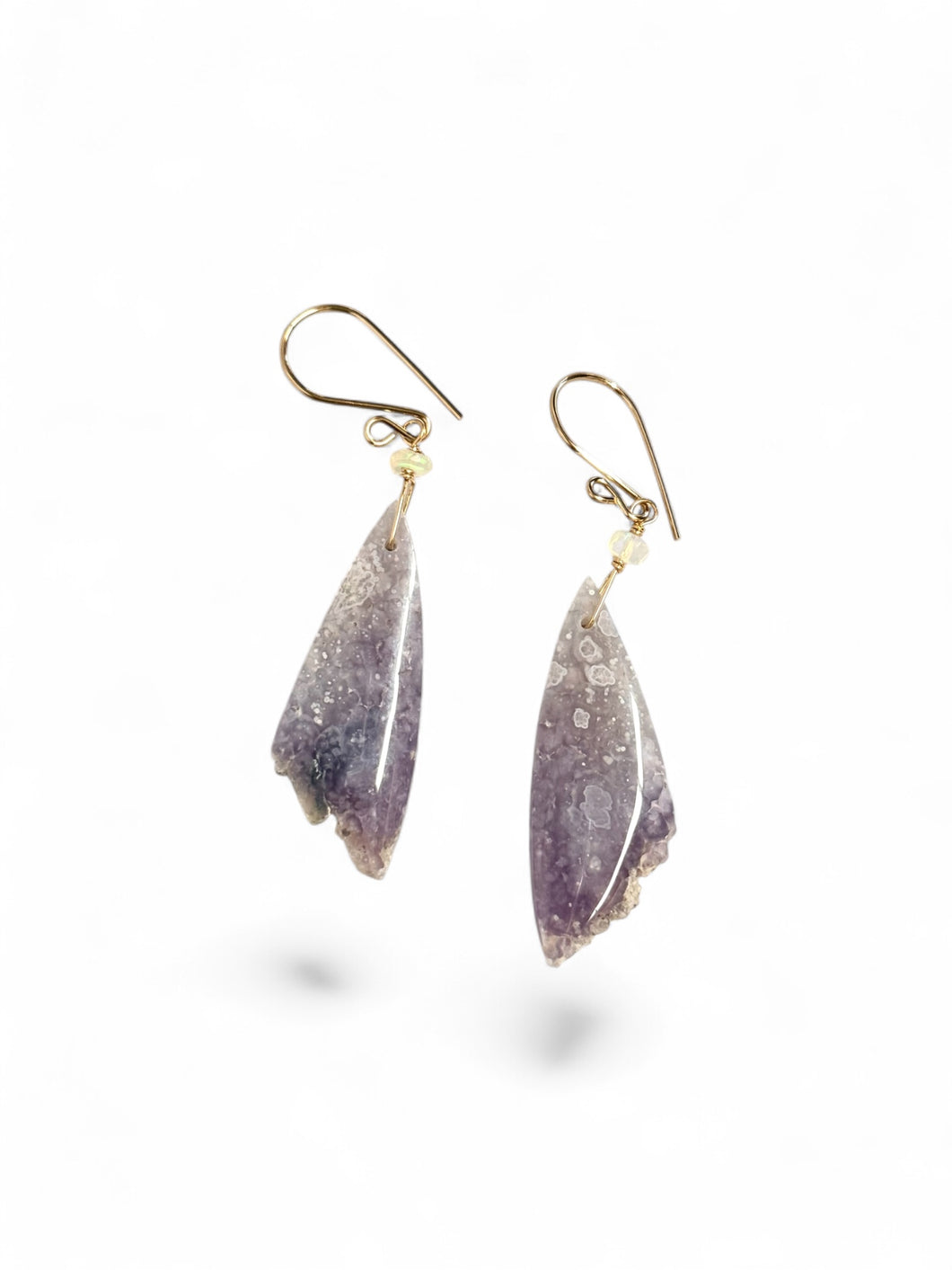 Earrings with grape agate