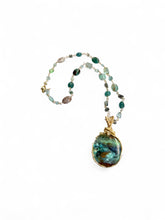 Necklace with opalized wood and various stones