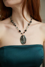 Necklace with natural cooper on chrysocolla