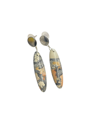 Earrings with yellow grey Maligano  jasper