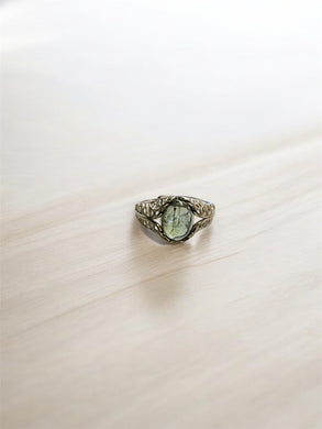 Ring with light green blue Tourmalina
