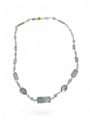 Necklace with Aquamarine and teal tourmaline