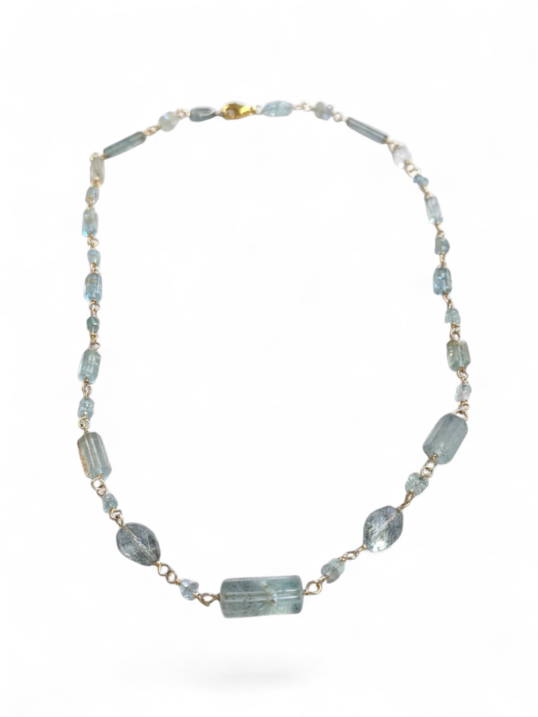 Necklace with Aquamarine and teal tourmaline