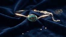 Bracelet cuff style with blue petrified wood with copper