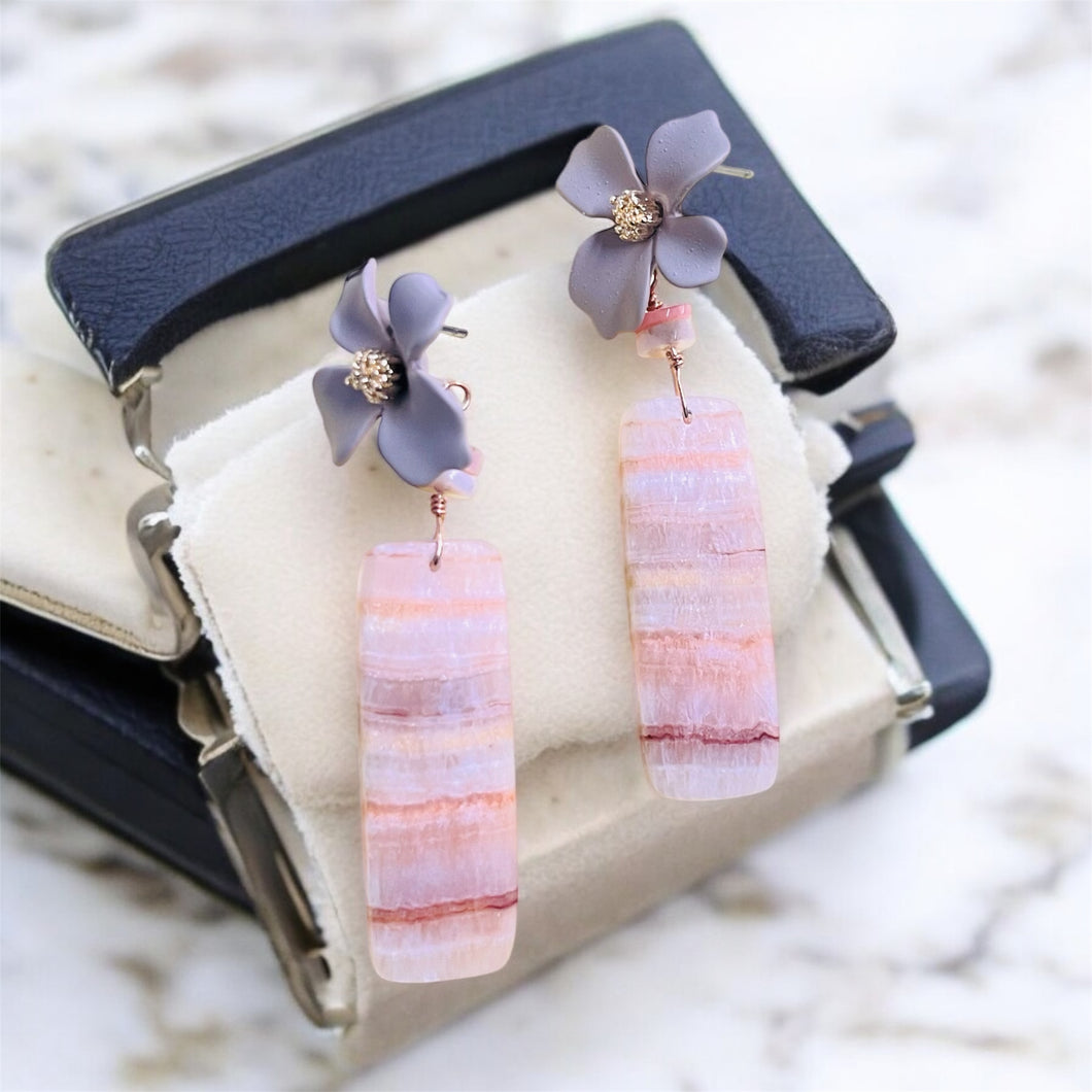 Earrings with Rhodochrosite