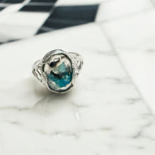 Ring with amazing chrysocolla with copper cabochon- 5.5 size