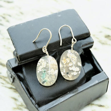 Earrings with chrysocolla copper