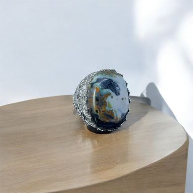 Ring with petrified Agatized wood