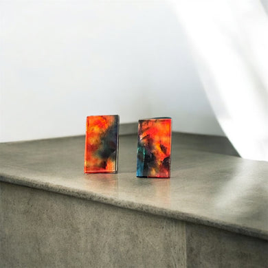 Stud earrings with lab ammolite