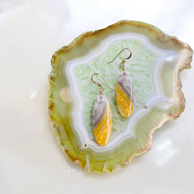 Earrings with bubble bee jasper
