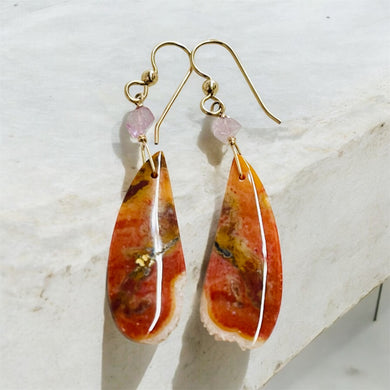 Earring with fossil