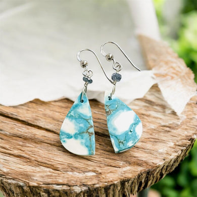 Earrings with plume agate