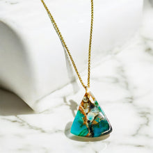 Pendant with natural blue opalized wood