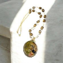 Necklace with petrified Agatized Opalized wood