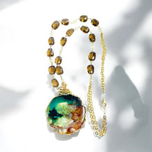Necklace with petrified Agatized Opalized wood