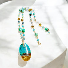 Necklace with blue green opal