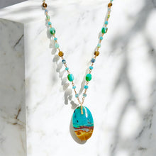 Necklace with blue green opal