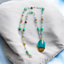 Necklace with blue green opal