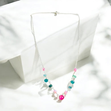 Necklace with Afghan Tourmalina and pink opals