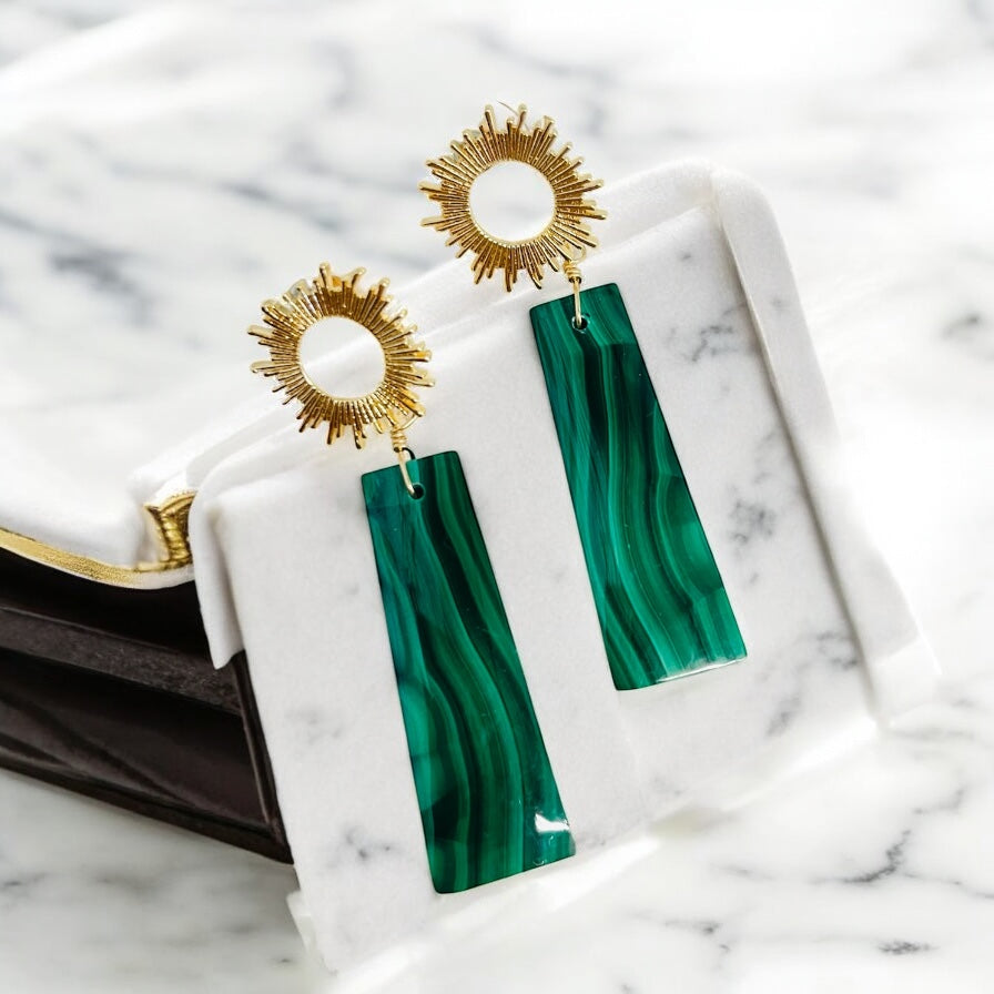 Earrings with Malachite