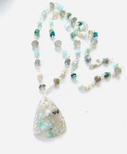Necklace with natural cooper on chrysocolla