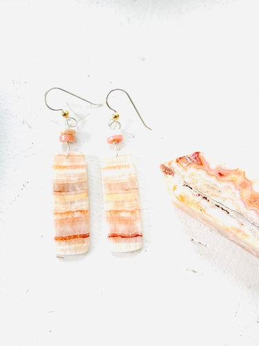 Earrings with Rhodochrosite