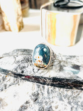 Ring with black and grey blue pankawarna agate