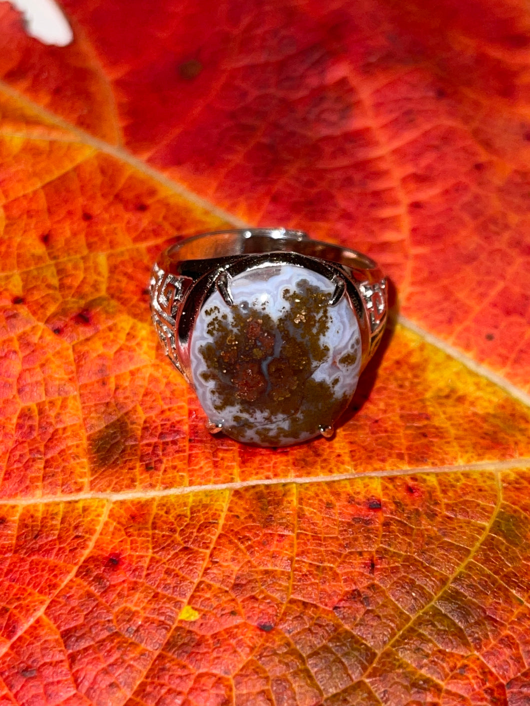 Ring with natural copper on Agate